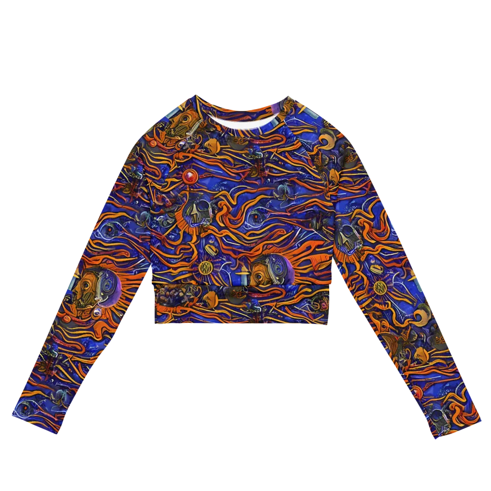 Mantegna Swirl on Long Sleeve Crop Top — Front