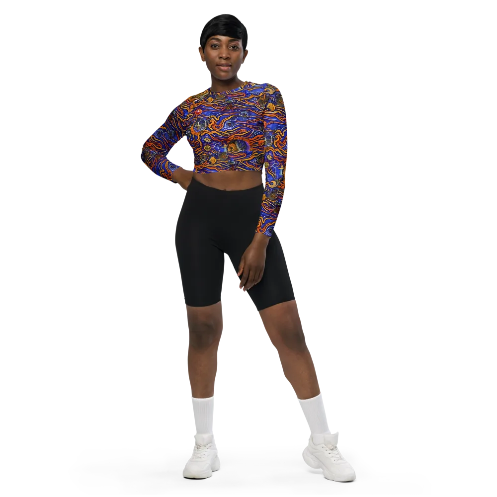 Mantegna Swirl on Long Sleeve Crop Top — Front