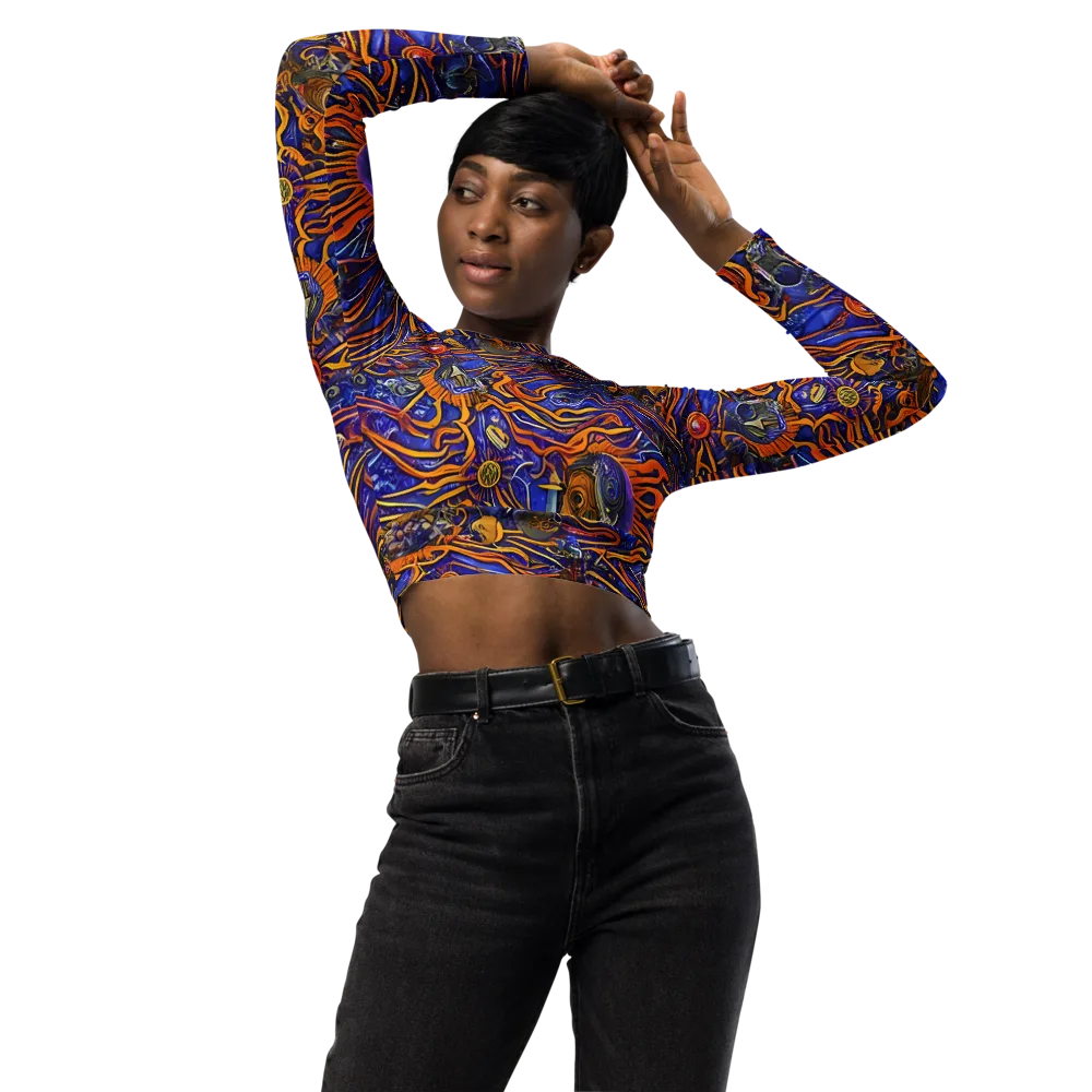 Mantegna Swirl on Long Sleeve Crop Top — Front