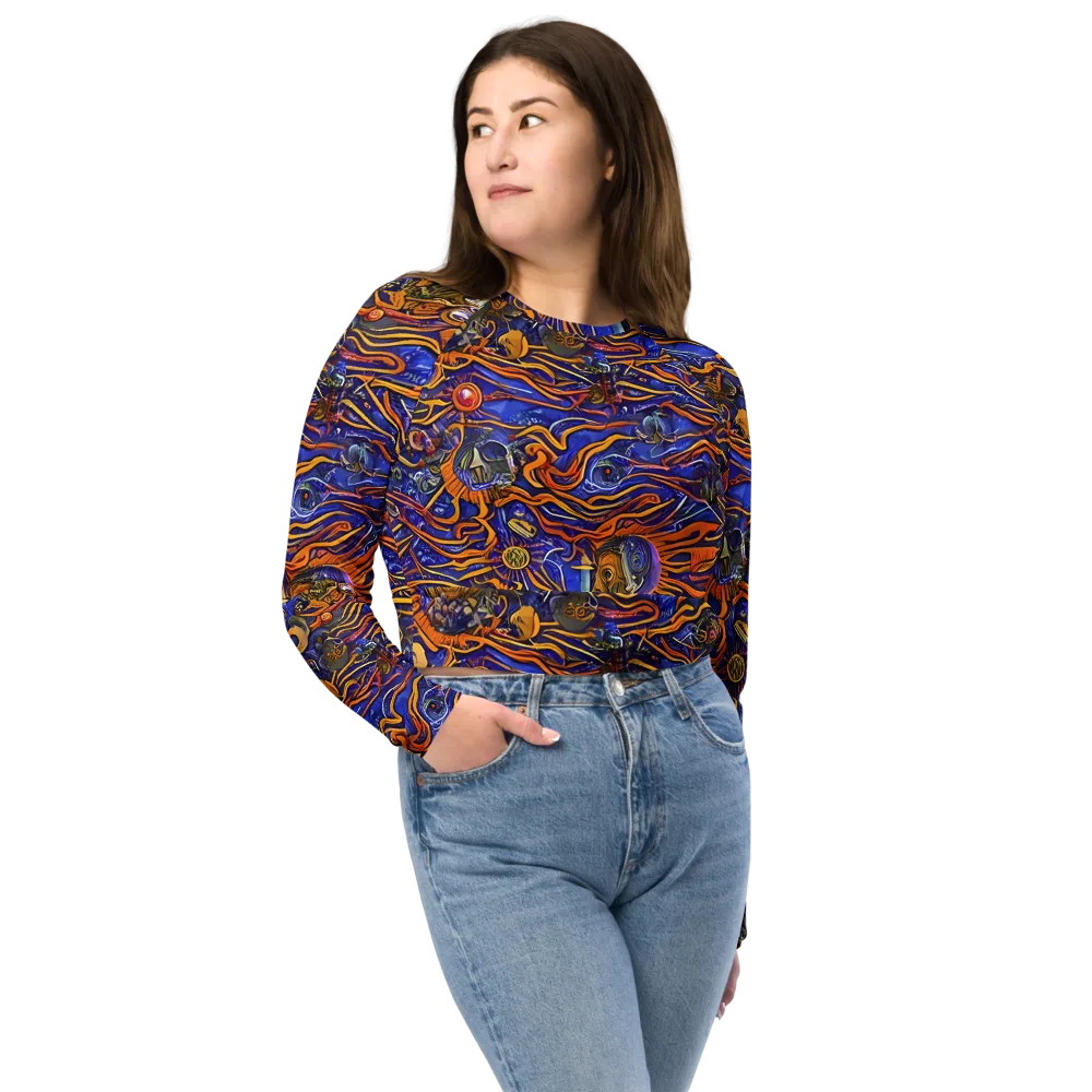 Mantegna Swirl on Long Sleeve Crop Top — Front