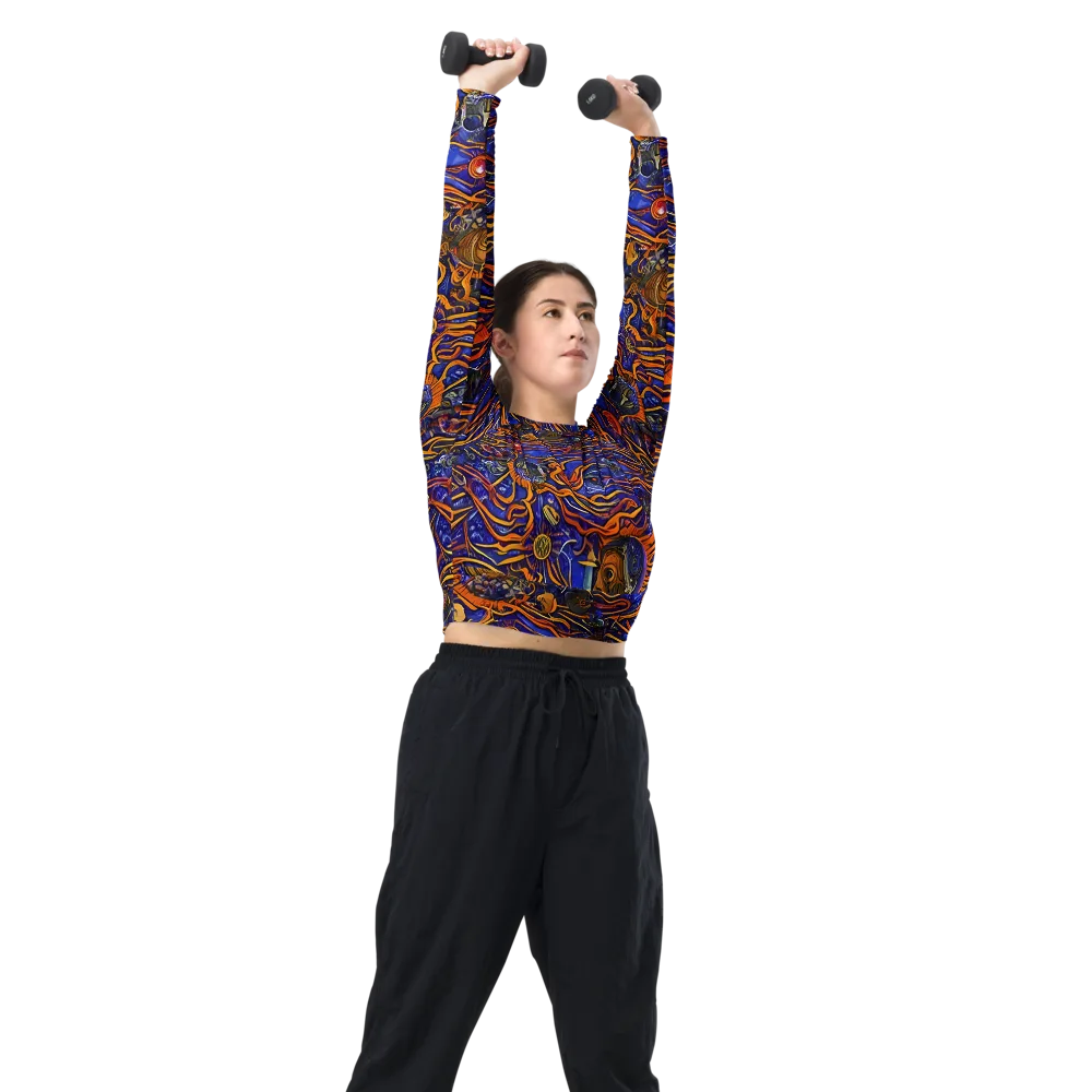 Mantegna Swirl on Long Sleeve Crop Top — Right Front