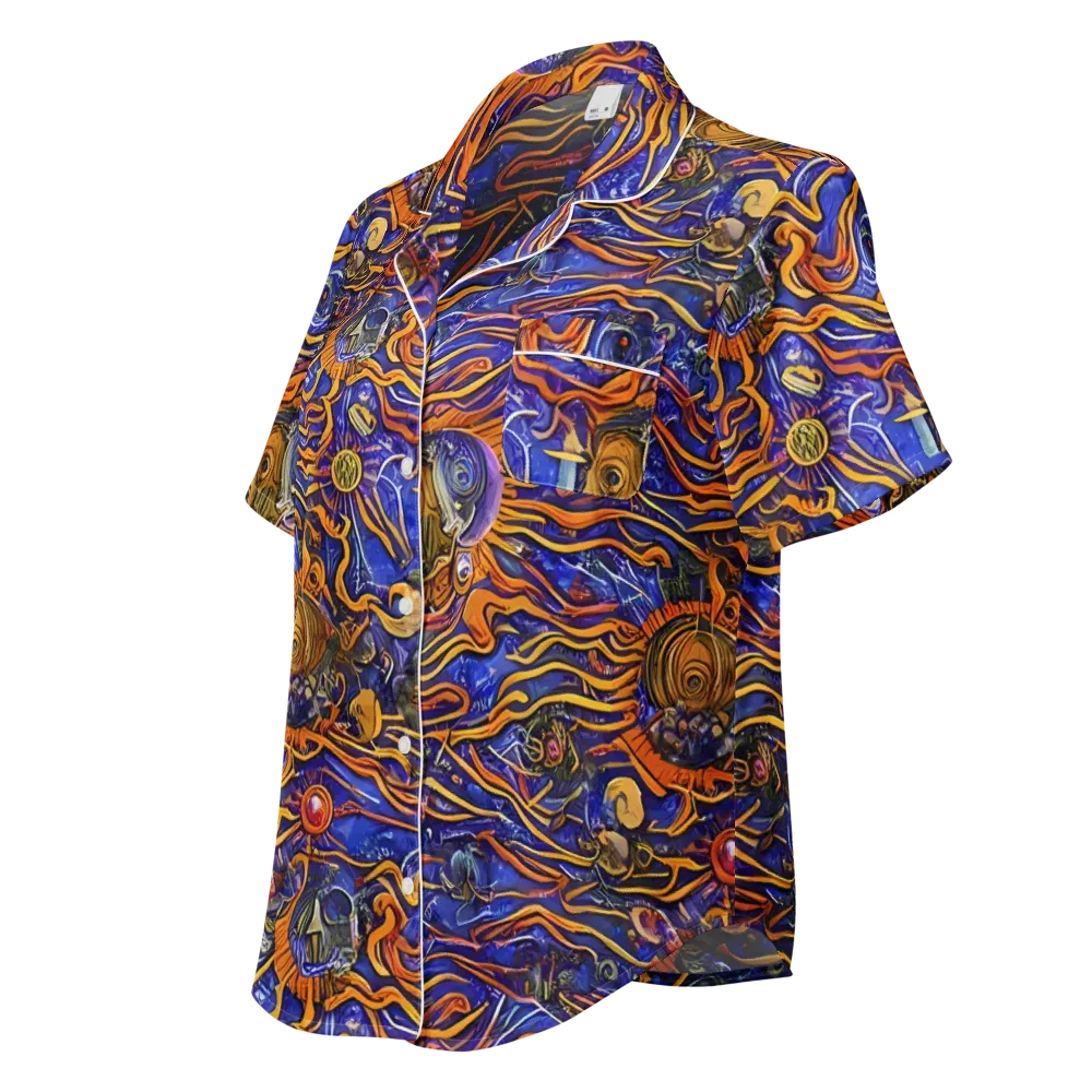 Mantegna Swirl on Women's Short Sleeve Pajama Top — Left Front