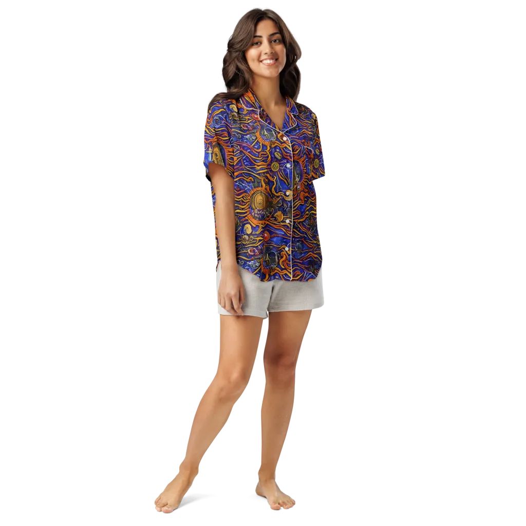 Mantegna Swirl on Women's Short Sleeve Pajama Top — Front