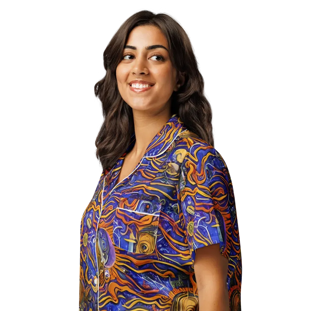 Mantegna Swirl on Women's Short Sleeve Pajama Top — Left Front