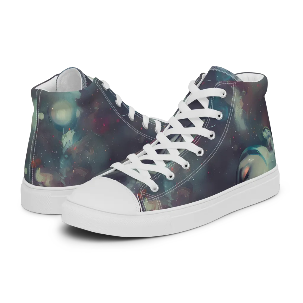 Vortex Veins on Men's High Top Canvas Shoes — Left