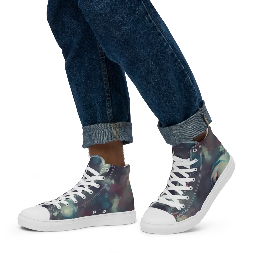 Vortex Veins on Men's High Top Canvas Shoes — Left