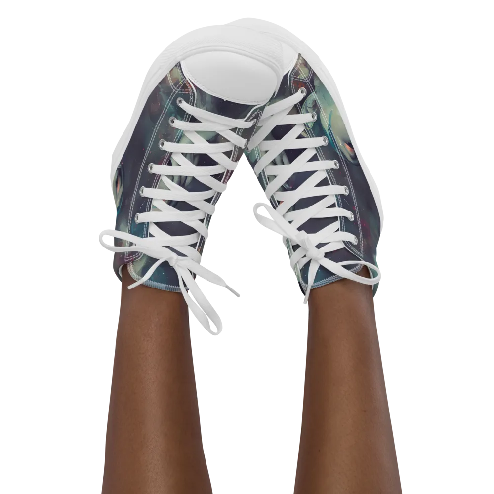 Vortex Veins on Women's High Top Canvas Shoes — Front