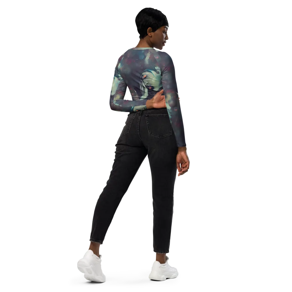 Vortex Veins on Long Sleeve Crop Top — Right Back