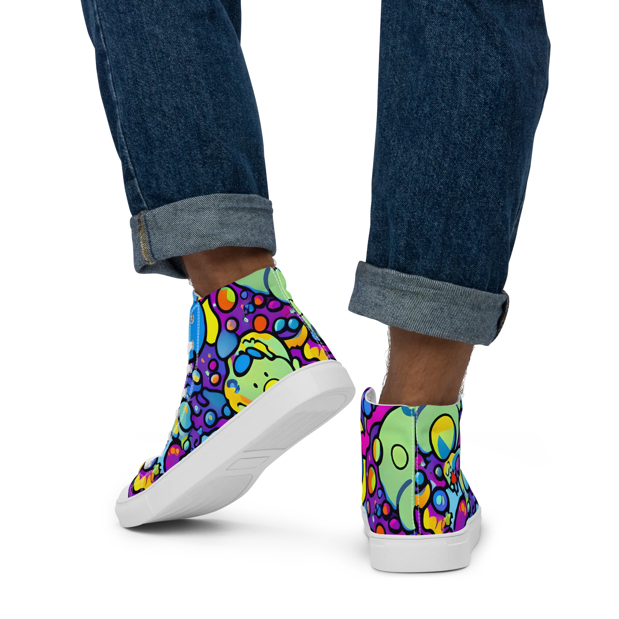 Enchanted Orbs on Men's High Top Canvas Shoes — Back