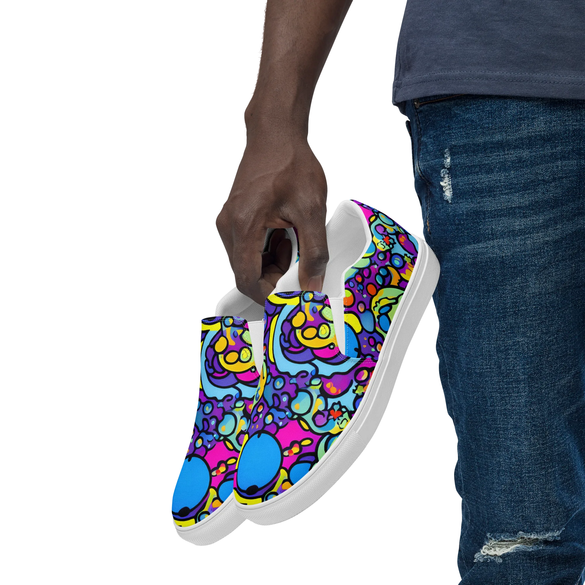 Enchanted Orbs on Men's Slip-On Canvas Shoes — Left Front