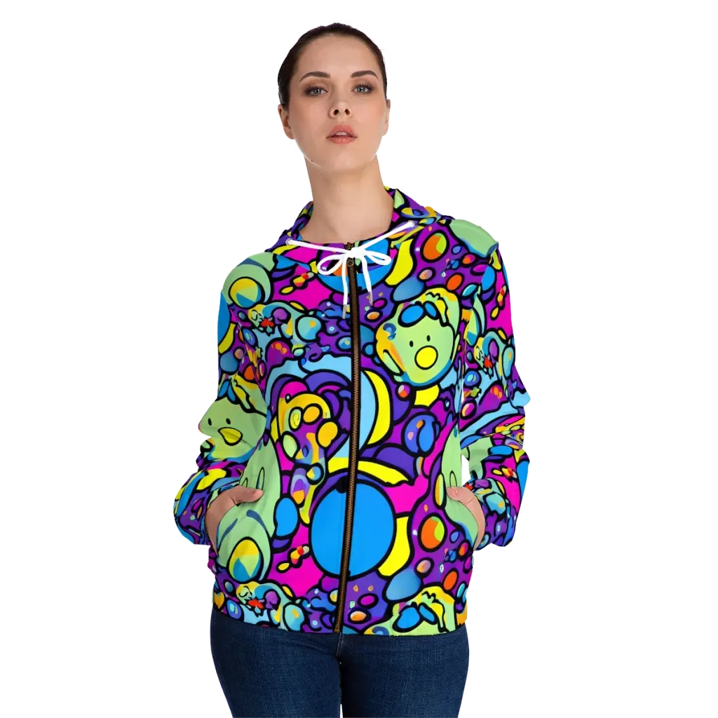 Enchanted Orbs on Women's Full-Zip Hoodie — Front On Person