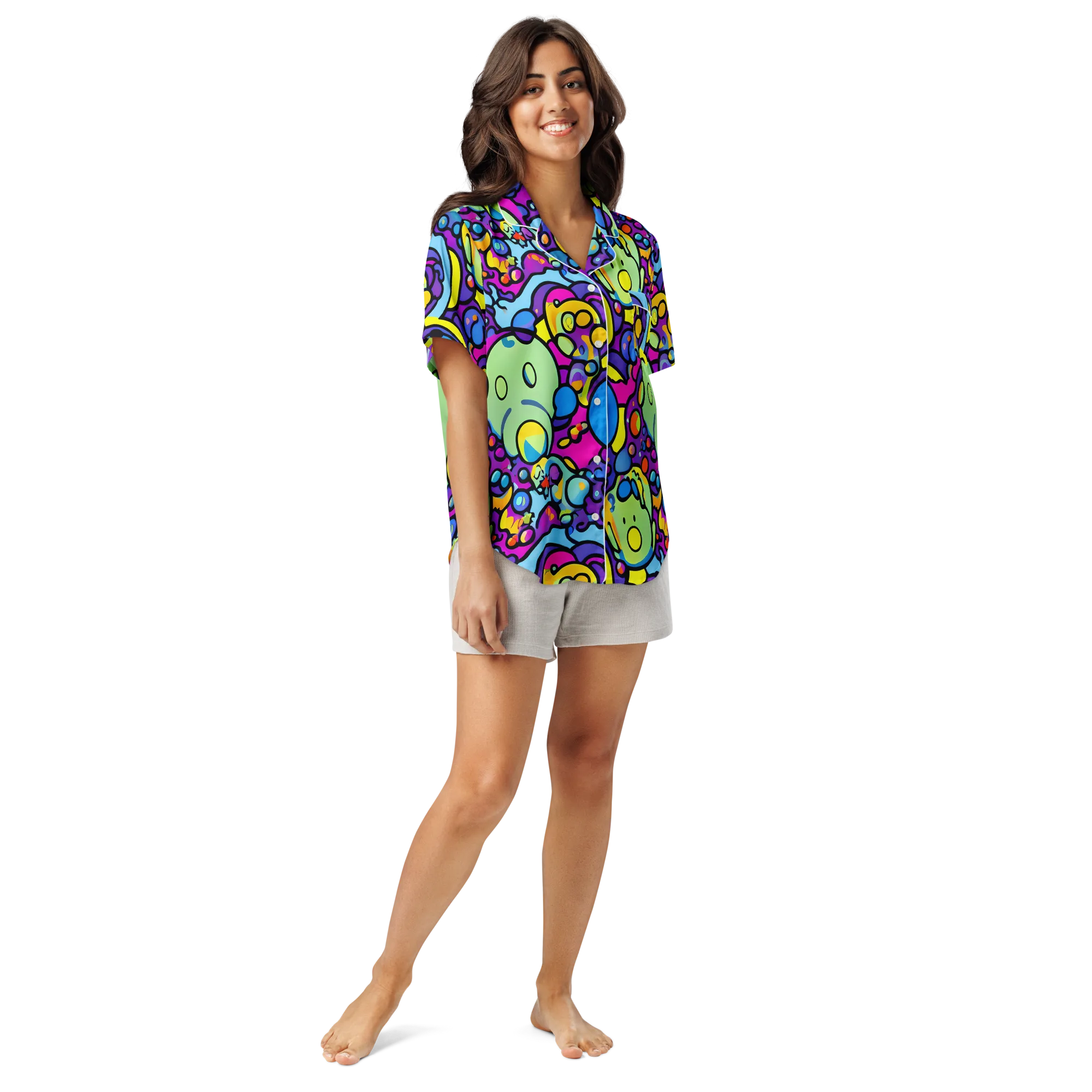 Enchanted Orbs on Women's Short Sleeve Pajama Top — Front