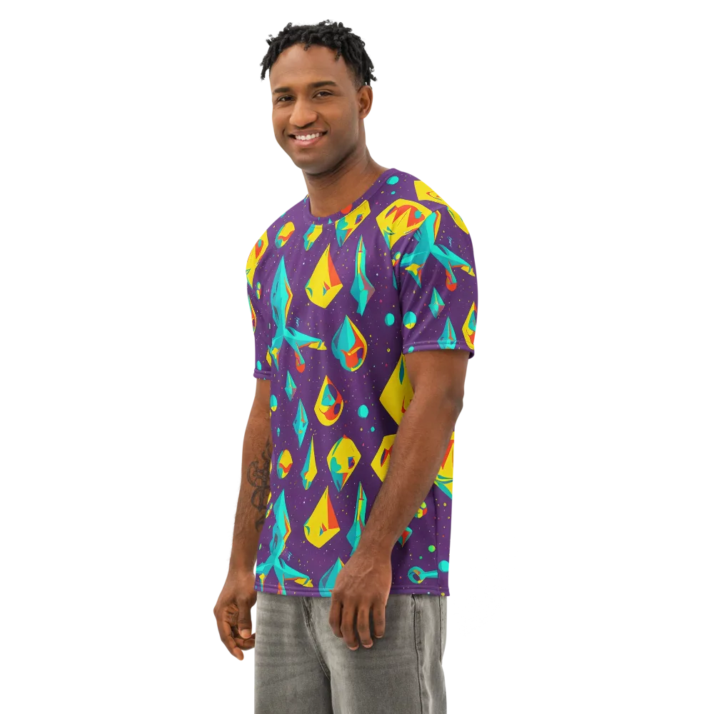 Cascading Prism on Men's Cotton Crew Neck T-Shirt — Left Front