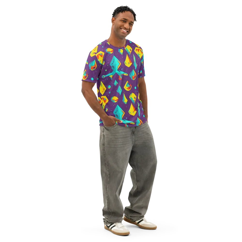 Cascading Prism on Men's Cotton Crew Neck T-Shirt — Right Front