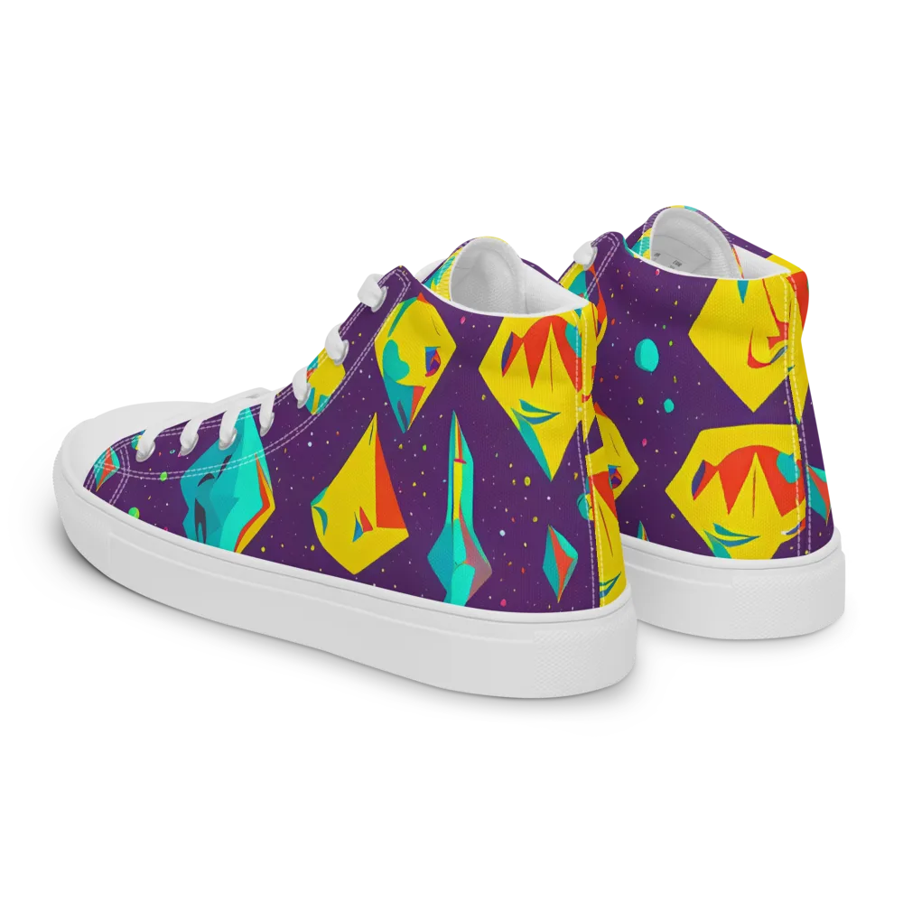 Cascading Prism on Men's High Top Canvas Shoes — Left Back