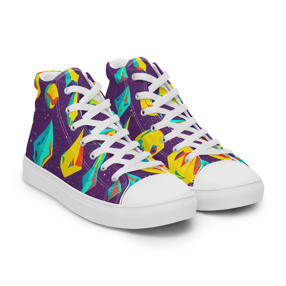 Cascading Prism on Men's High Top Canvas Shoes — Right Front