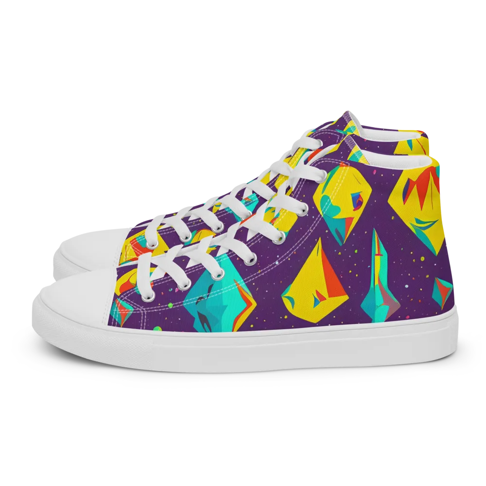 Cascading Prism on Men's High Top Canvas Shoes — Left