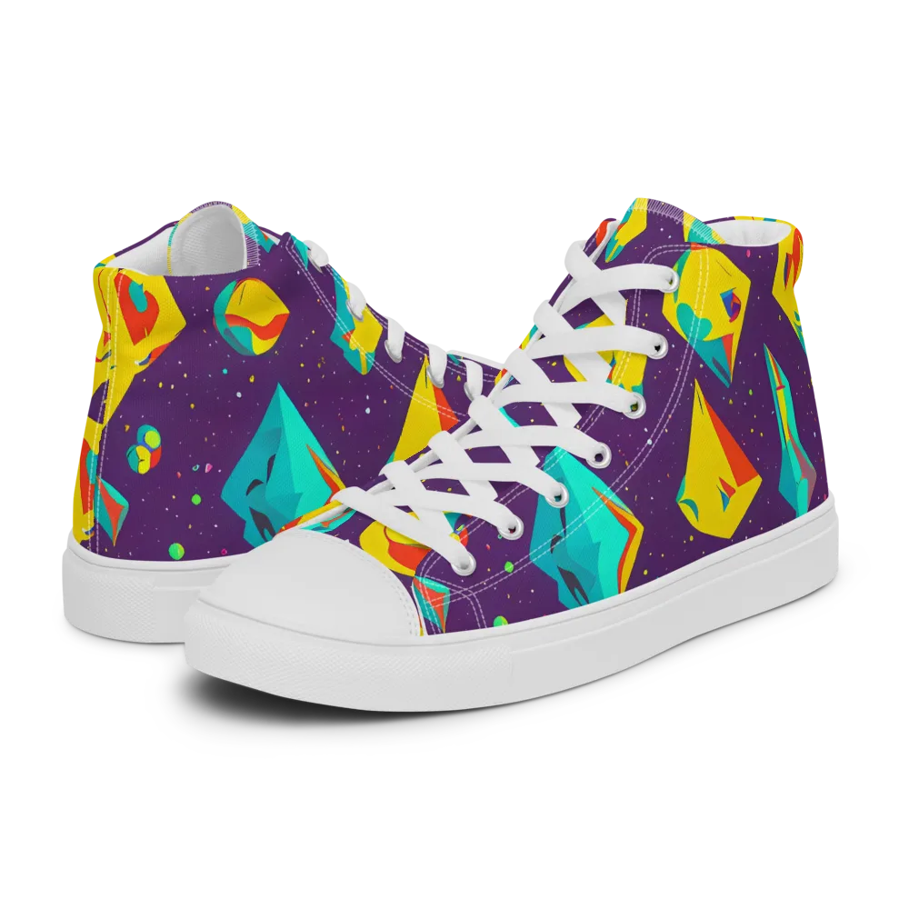 Cascading Prism on Men's High Top Canvas Shoes — Left