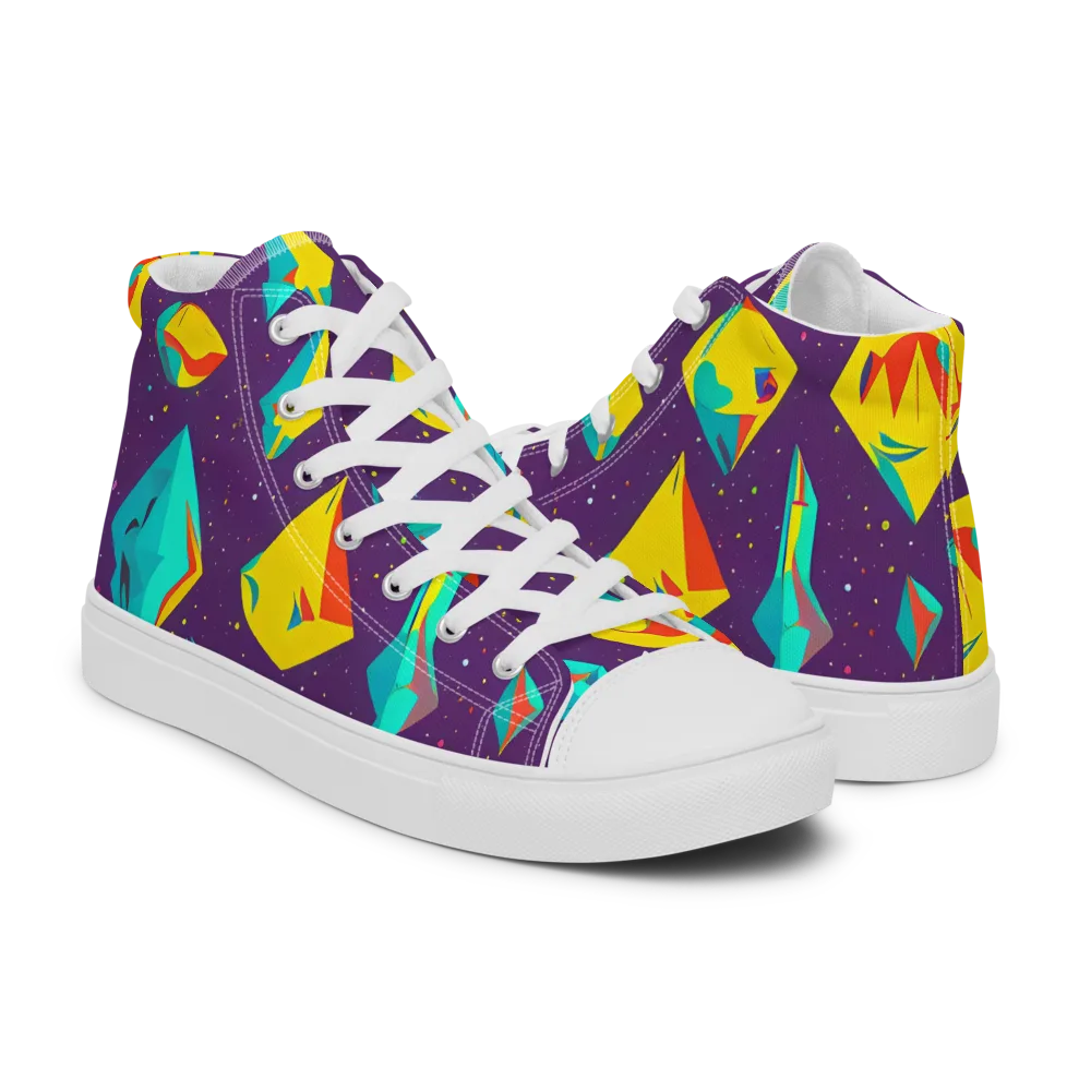 Cascading Prism on Men's High Top Canvas Shoes — Right