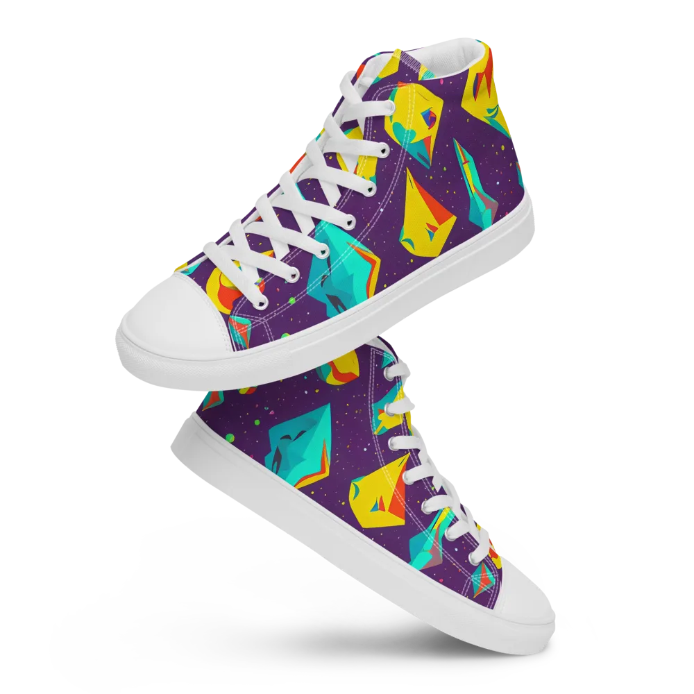 Cascading Prism on Men's High Top Canvas Shoes — Front