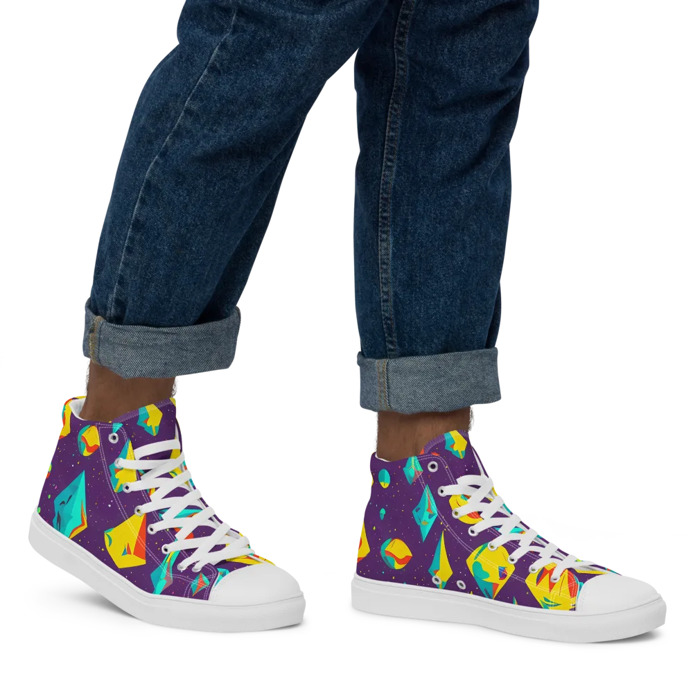 Cascading Prism on Men's High Top Canvas Shoes — Right