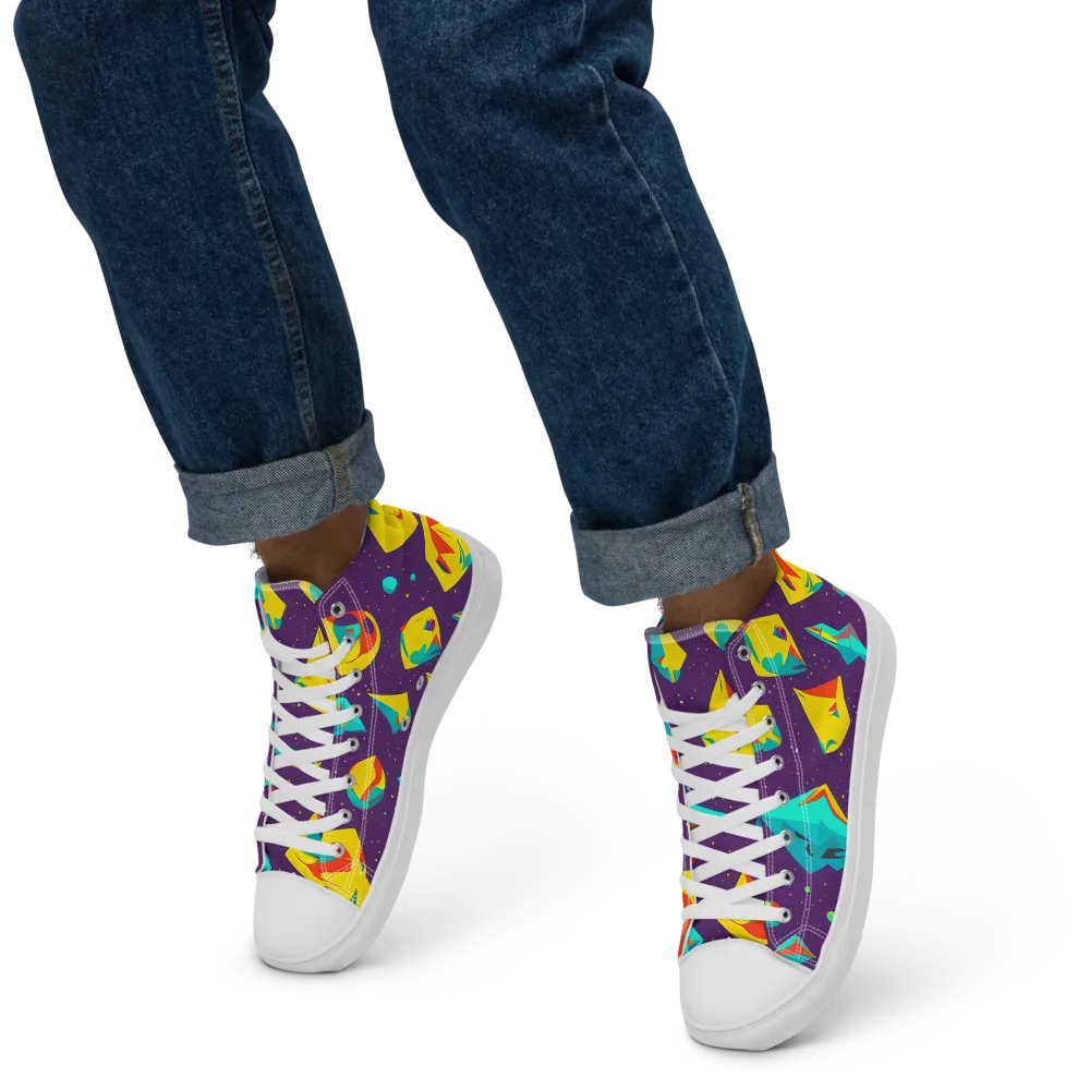 Cascading Prism on Men's High Top Canvas Shoes — Left