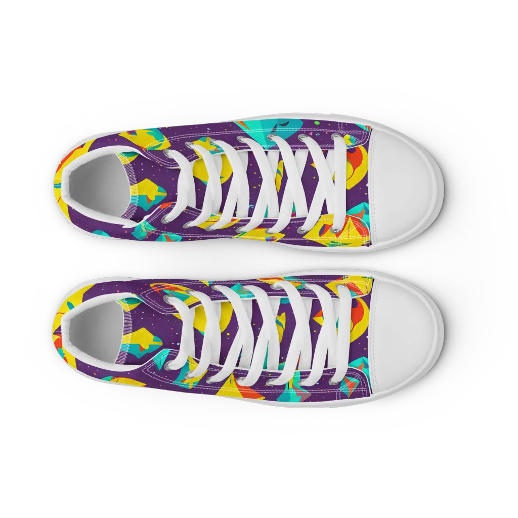Cascading Prism on Women's High Top Canvas Shoes — Front