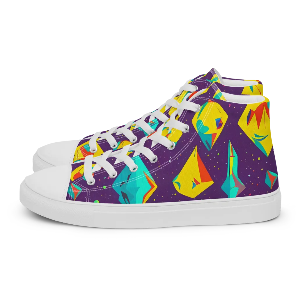 Cascading Prism on Women's High Top Canvas Shoes — Left