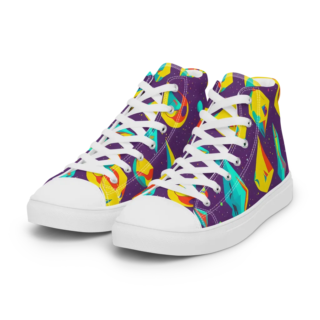 Cascading Prism on Women's High Top Canvas Shoes — Left Front