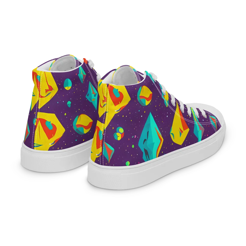 Cascading Prism on Women's High Top Canvas Shoes — Right Back
