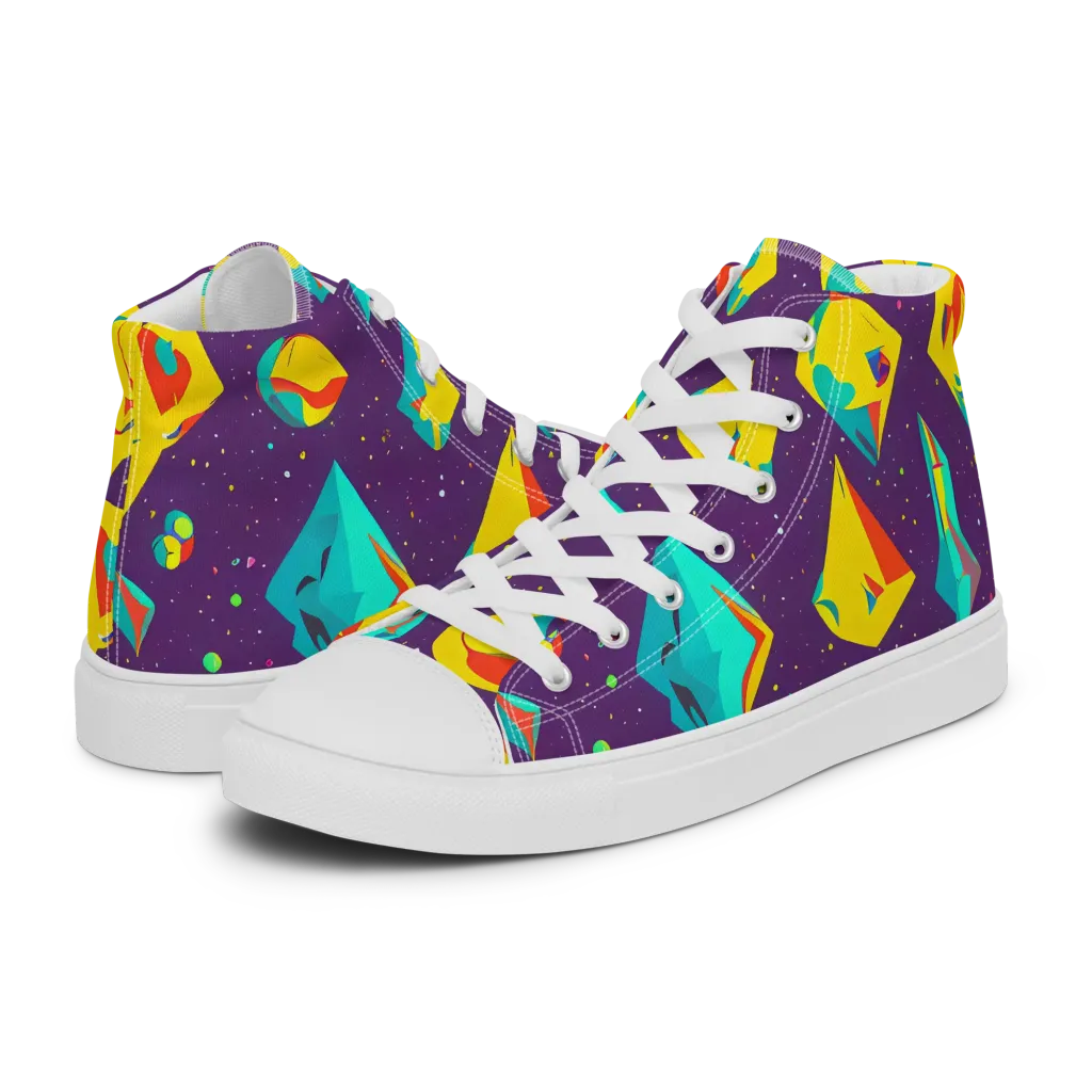 Cascading Prism on Women's High Top Canvas Shoes — Left