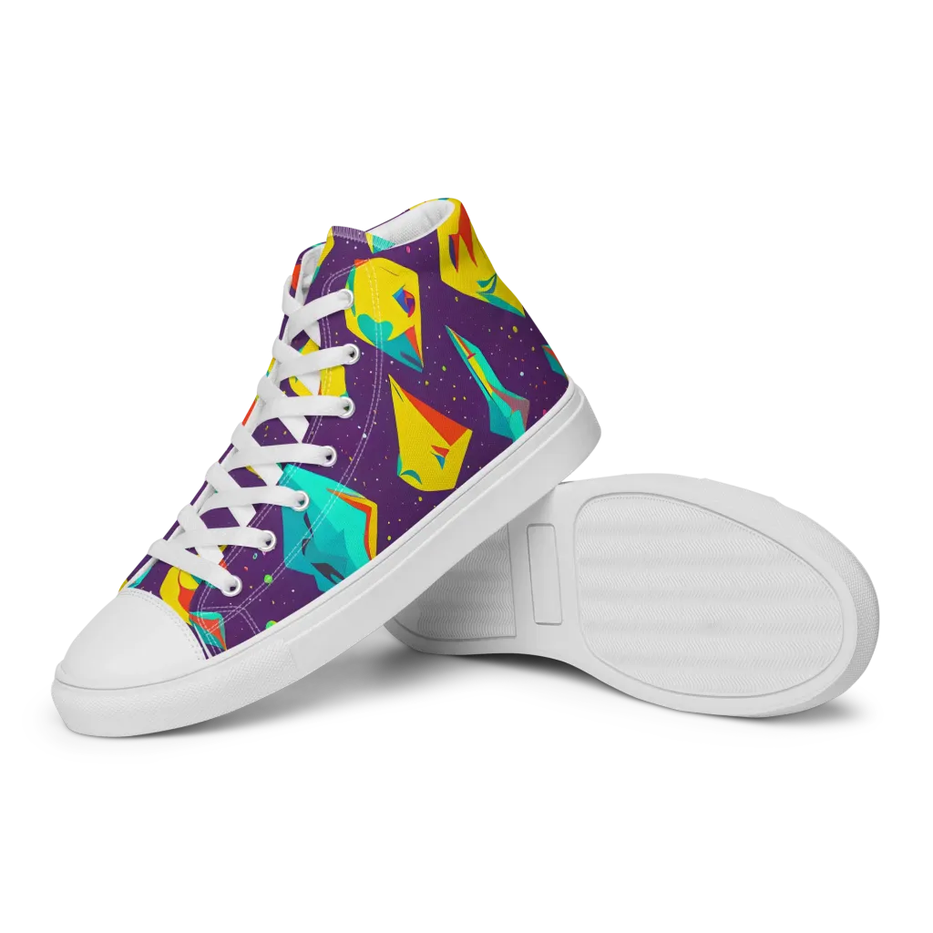 Cascading Prism on Women's High Top Canvas Shoes — Left