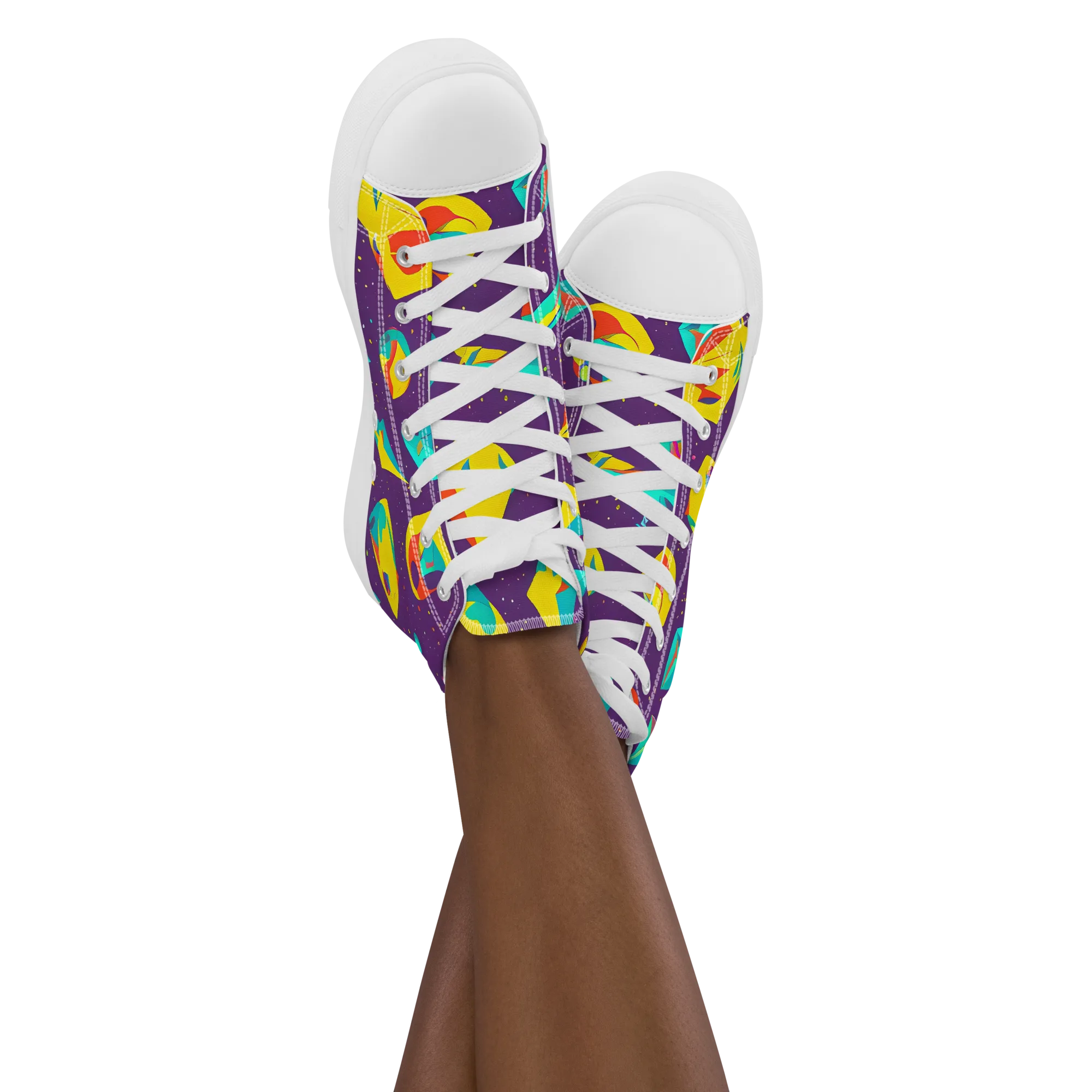 Cascading Prism on Women's High Top Canvas Shoes — Front