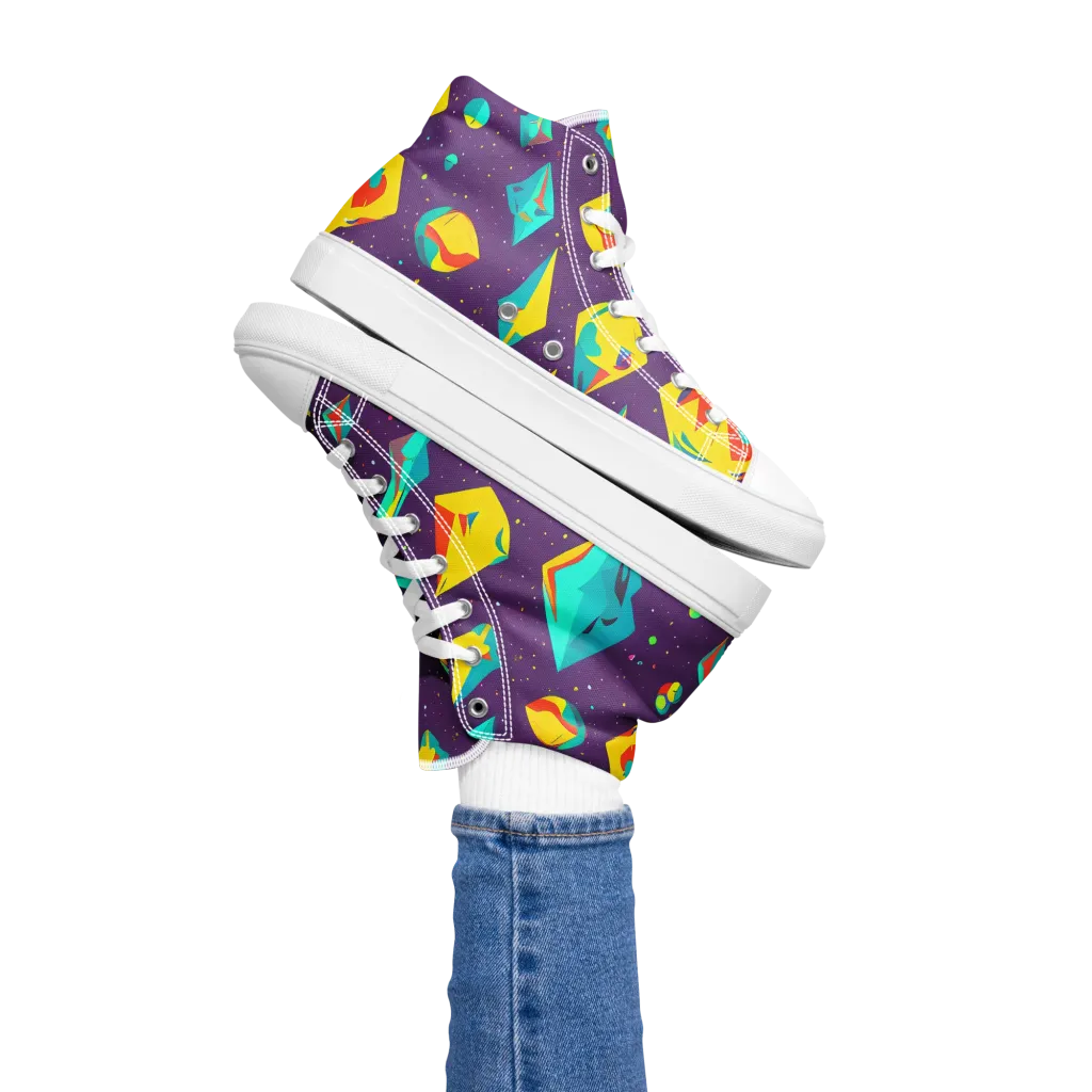 Cascading Prism on Women's High Top Canvas Shoes — Left