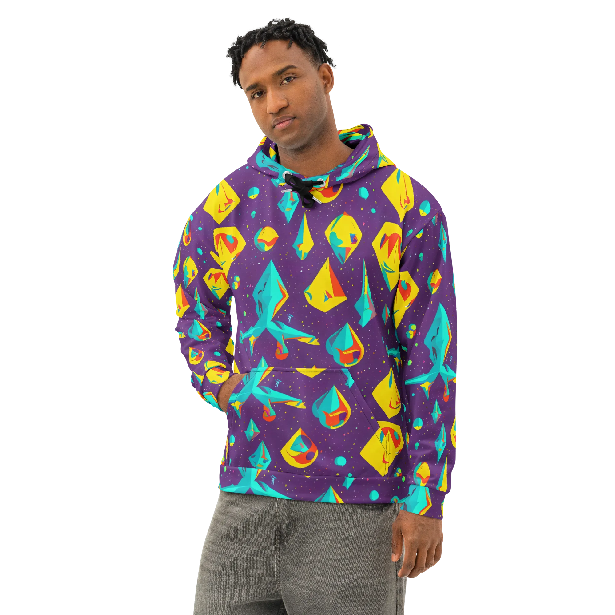 Cascading Prism on Cotton Hoodie — Left Front