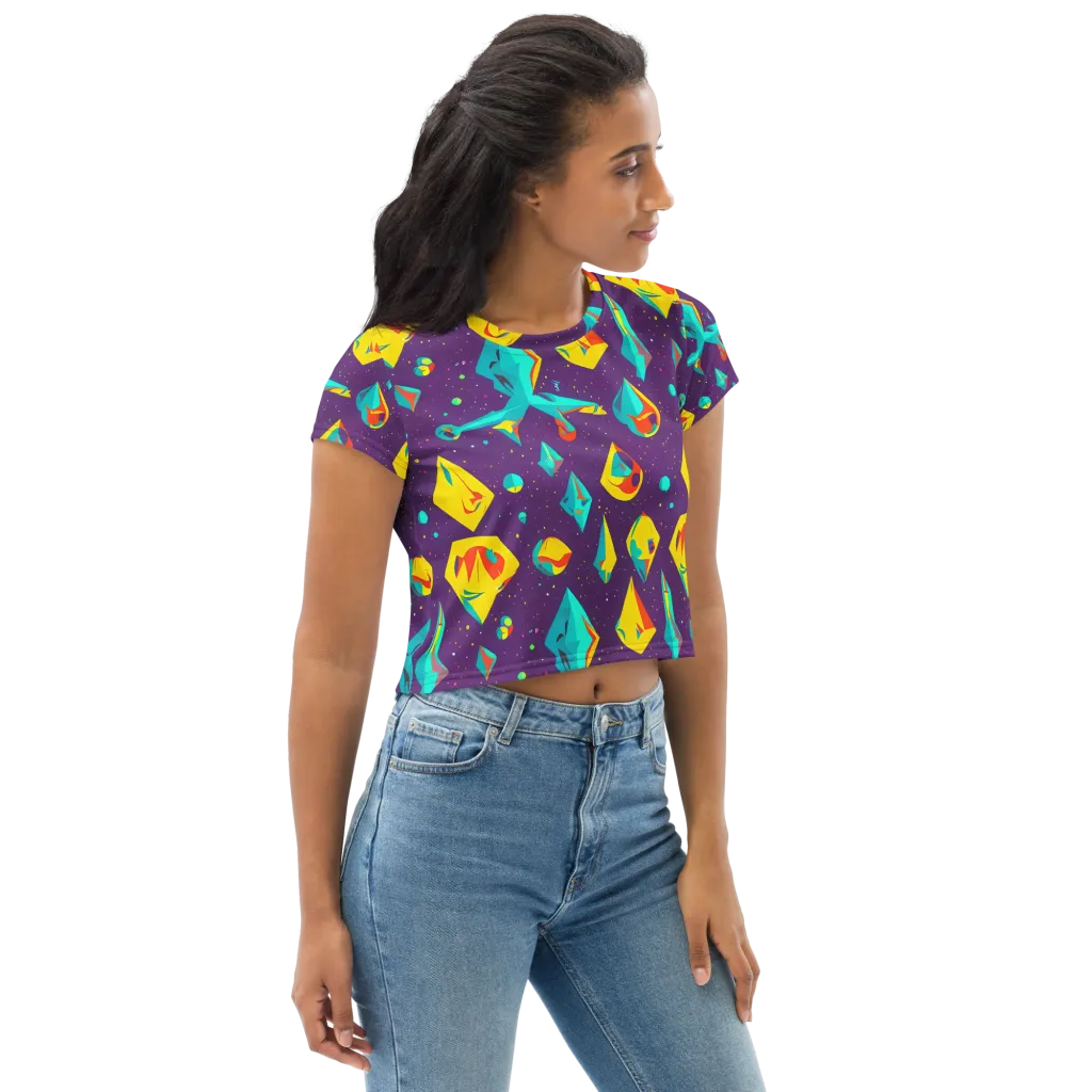 Cascading Prism on Crop Tee — Right Front