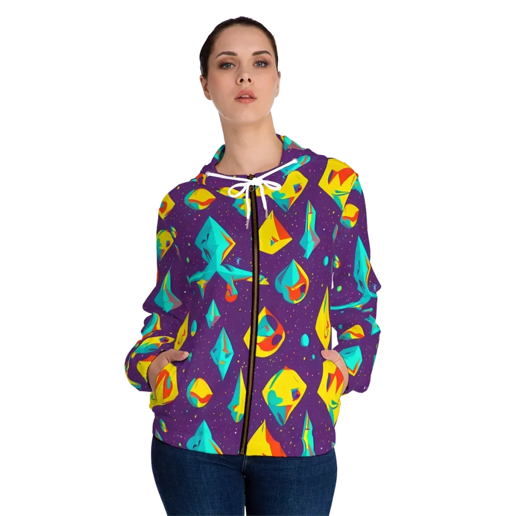 Cascading Prism on Women's Full-Zip Hoodie — Front On Person