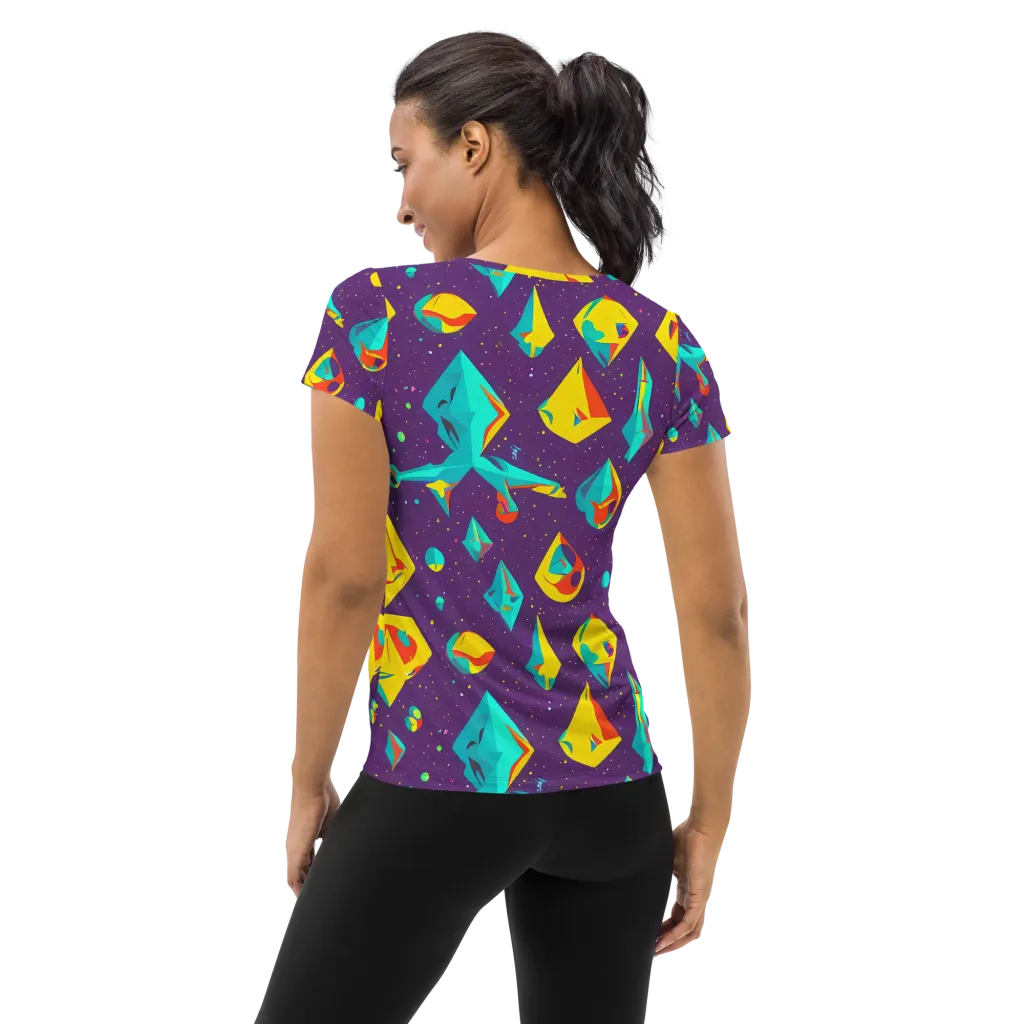 Cascading Prism on Women's Athletic T-Shirt — Back