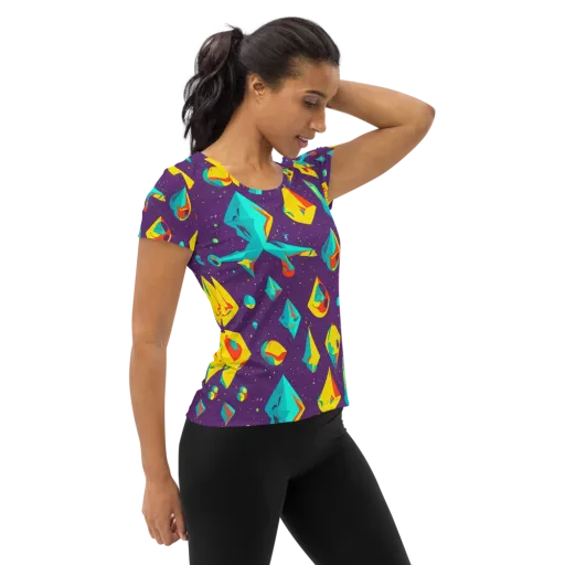 Cascading Prism on a Women's Athletic T-Shirt