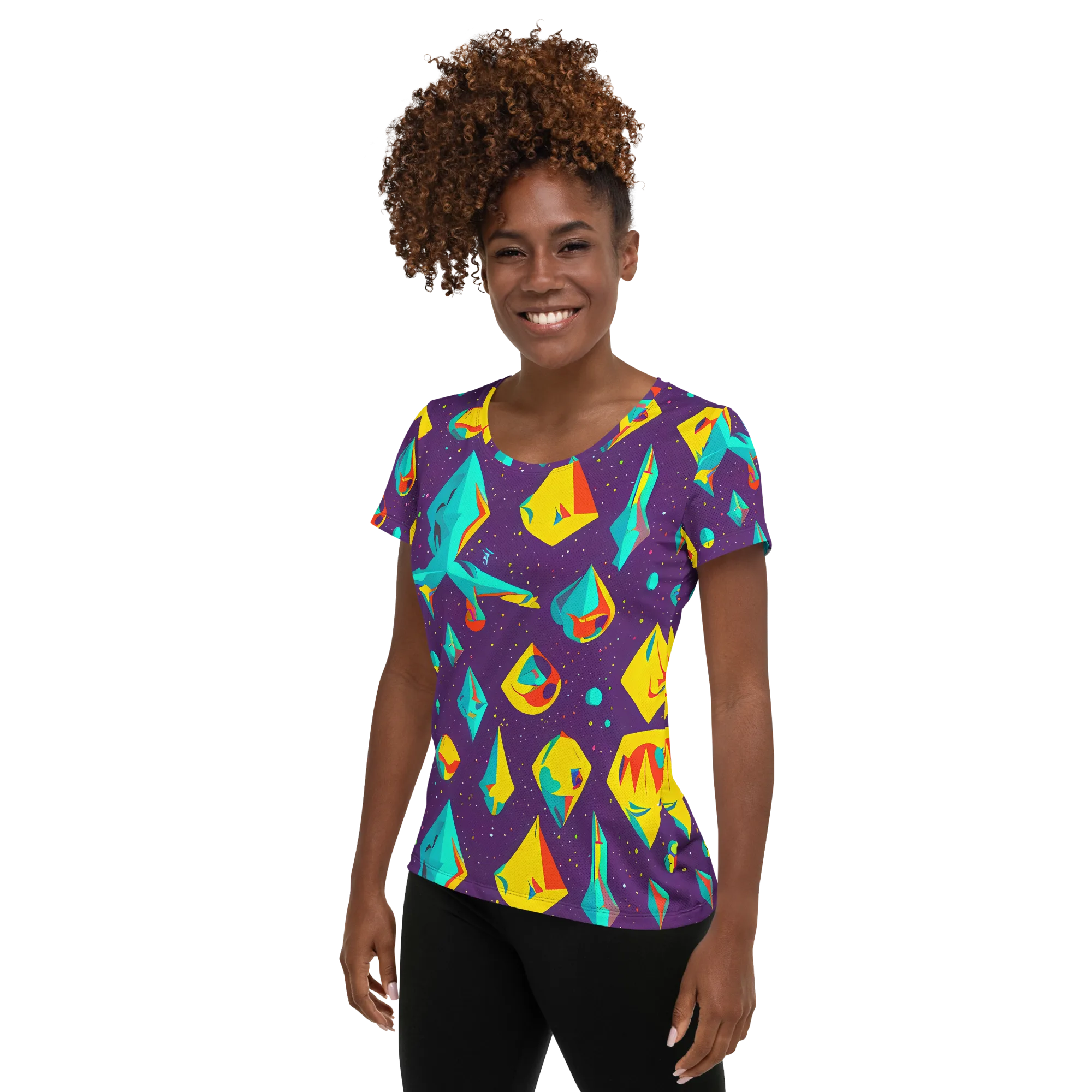 Cascading Prism on Women's Athletic T-Shirt — Left
