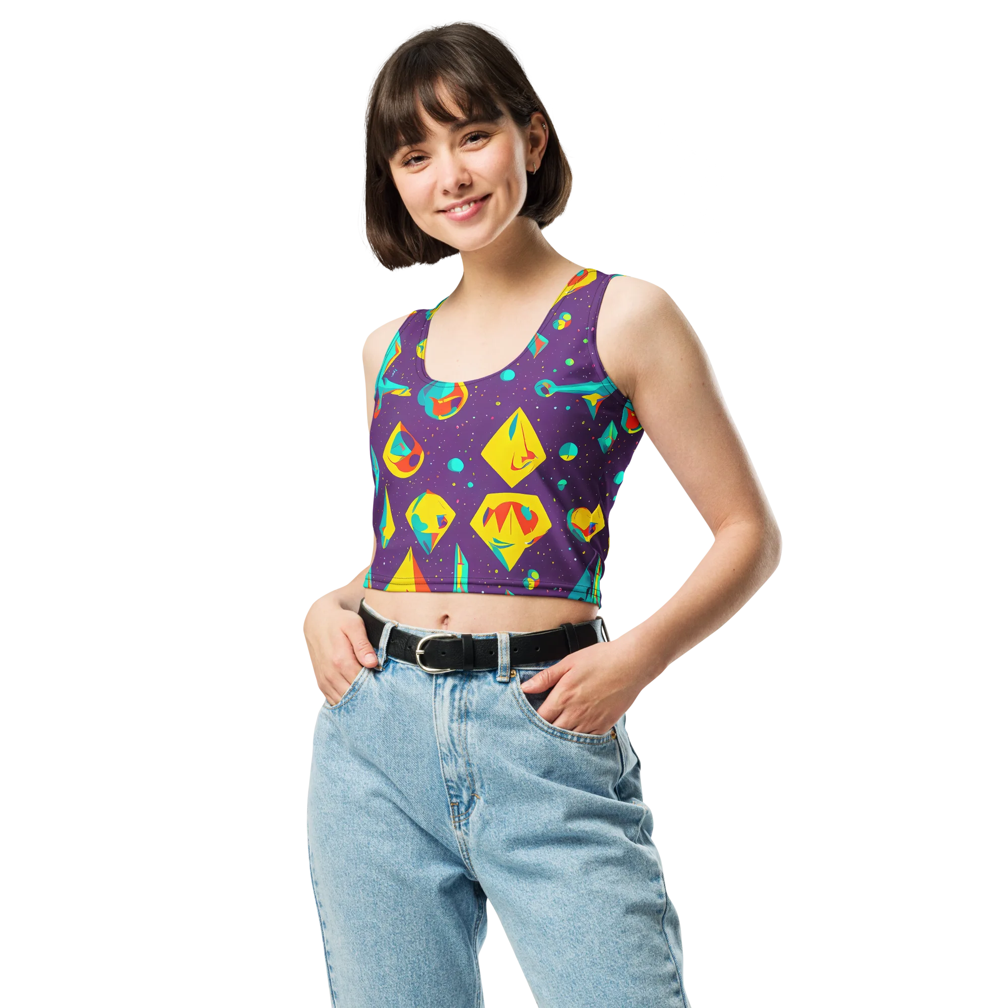 Cascading Prism on Crop Top — Front