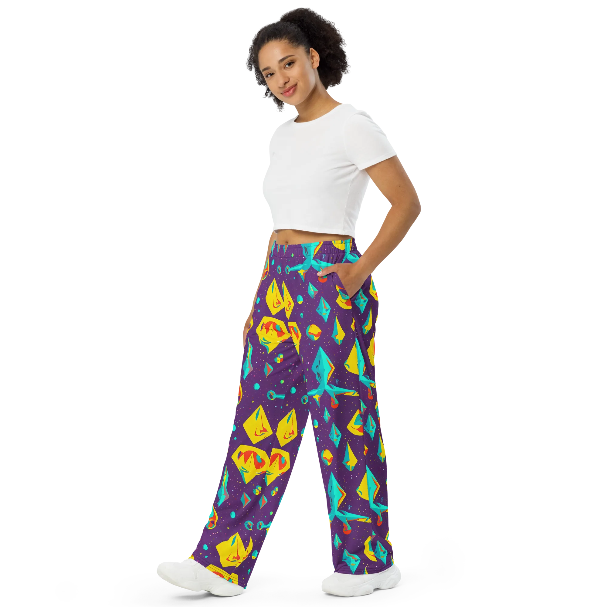 Cascading Prism on Wide-Leg Pants — Left Front