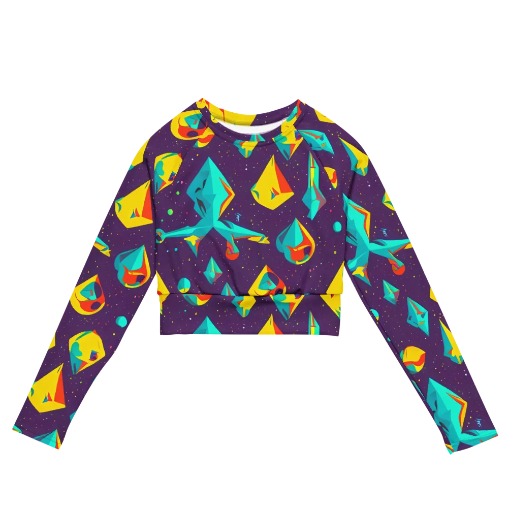 Cascading Prism on Long Sleeve Crop Top — Front