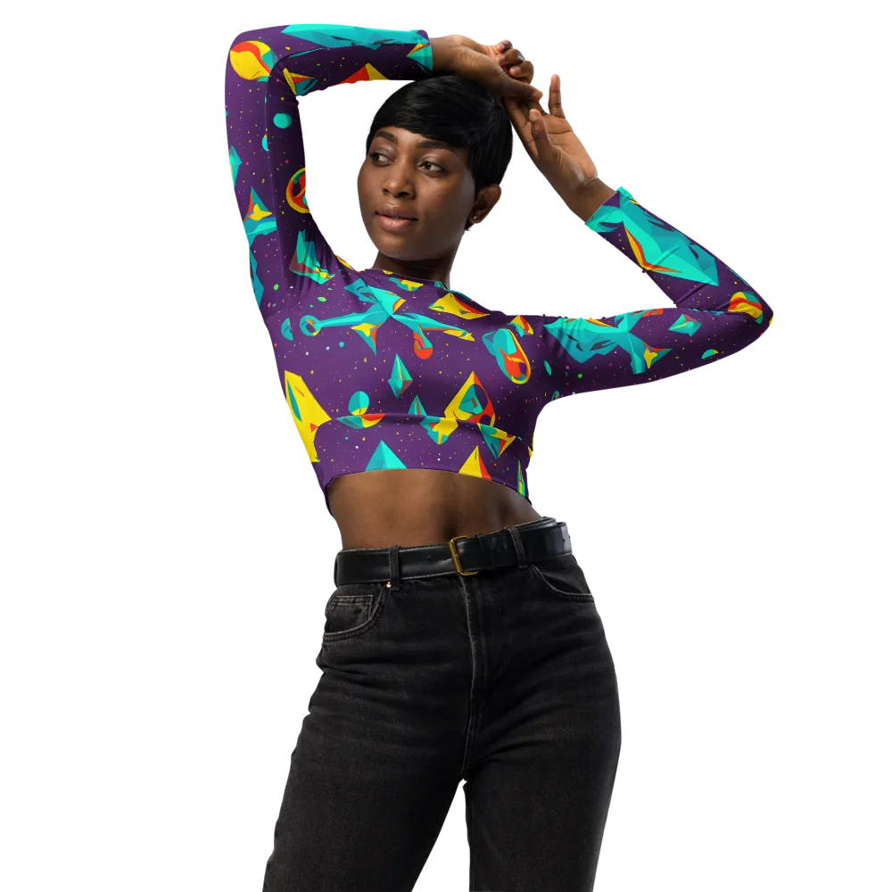 Cascading Prism on Long Sleeve Crop Top — Front