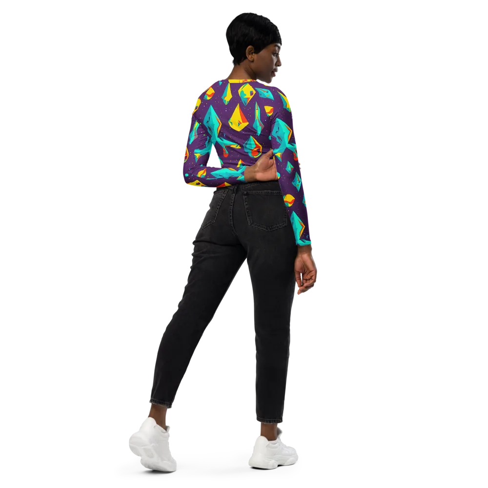 Cascading Prism on Long Sleeve Crop Top — Right Back