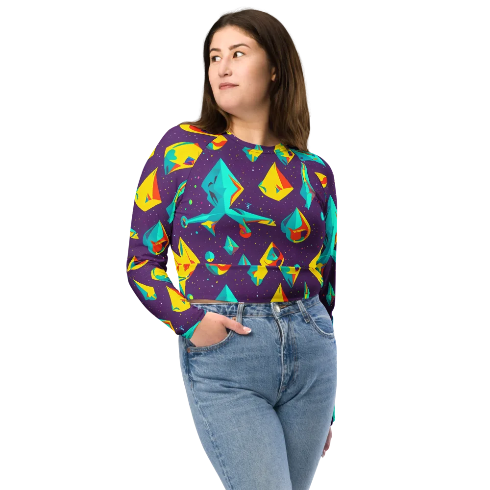 Cascading Prism on Long Sleeve Crop Top — Front