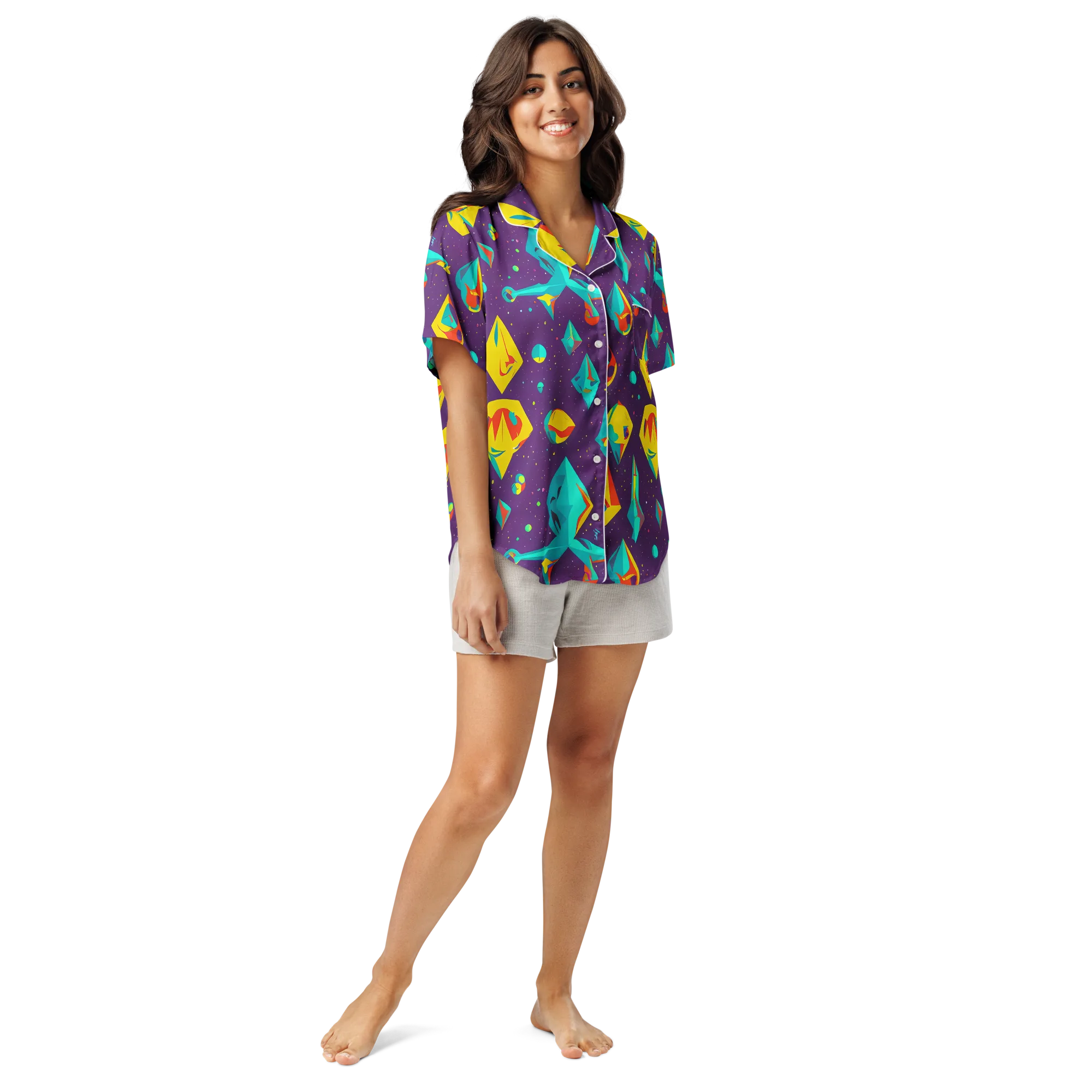 Cascading Prism on Women's Short Sleeve Pajama Top — Front
