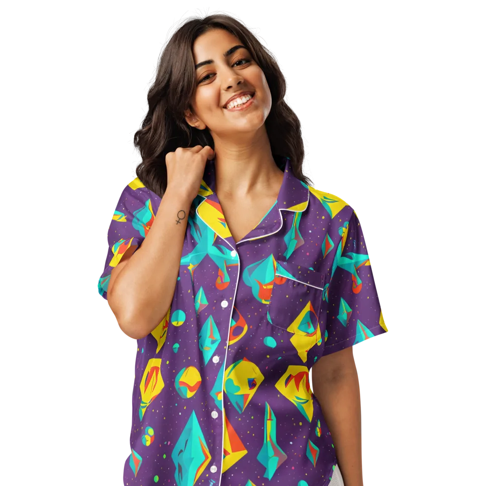 Cascading Prism on Women's Short Sleeve Pajama Top — Front