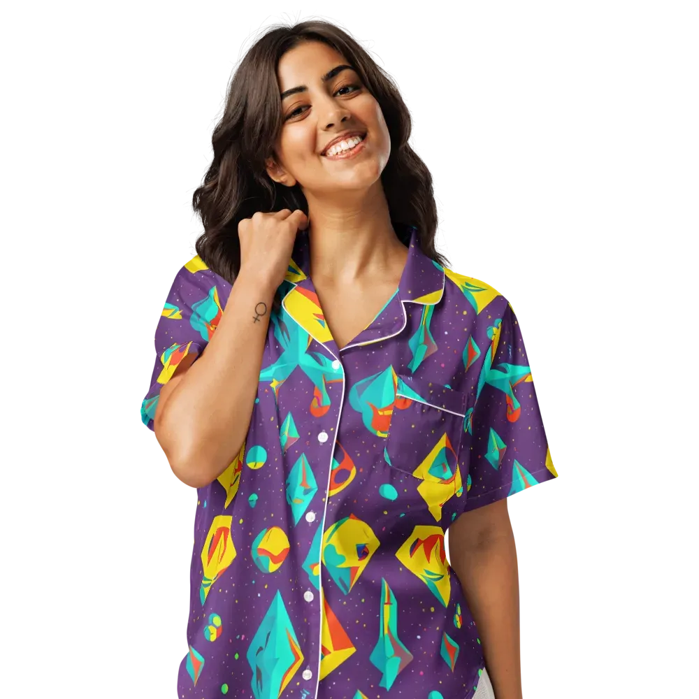 Cascading Prism on Women's Short Sleeve Pajama Top — Front