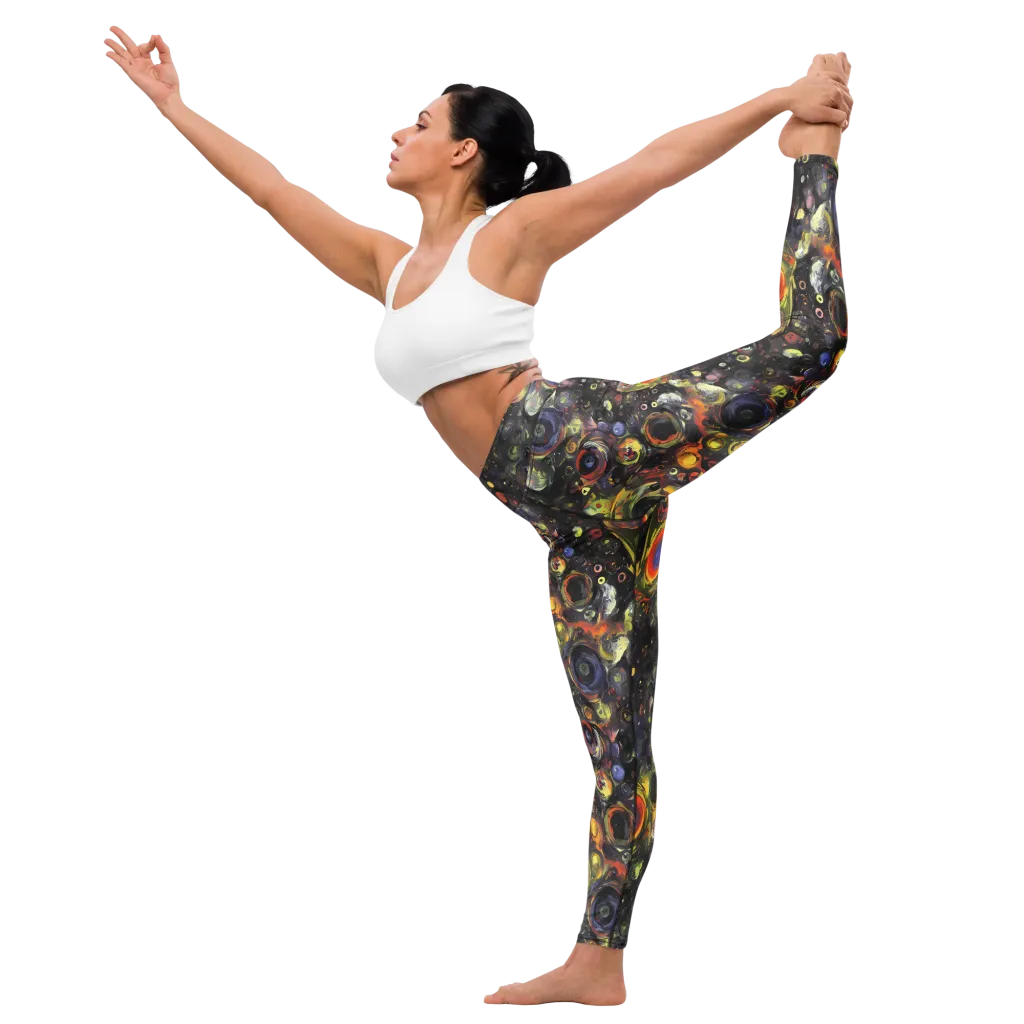 Stellar Spin on Yoga Leggings — Left